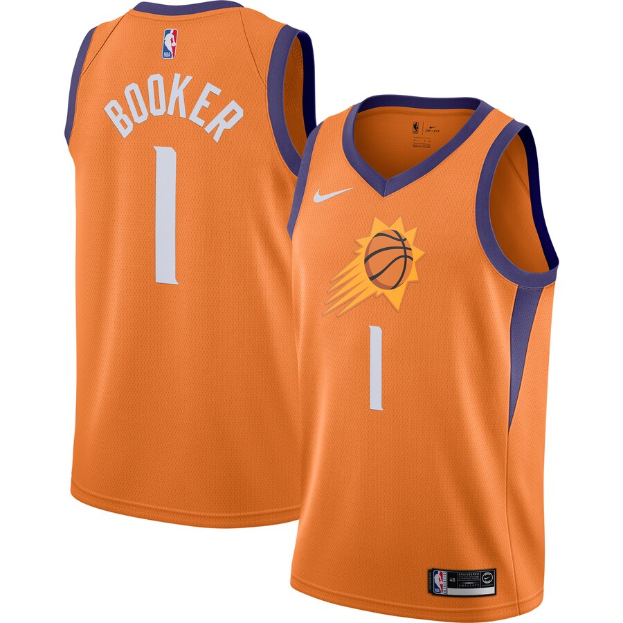 Men's Phoenix Suns #1 Devin Booker Orange 2019 Stitched NBA Jersey